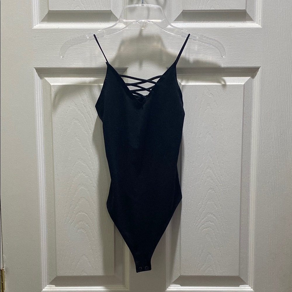 American Eagle Outfitters Black Bodysuit with Sleek Spaghetti Straps